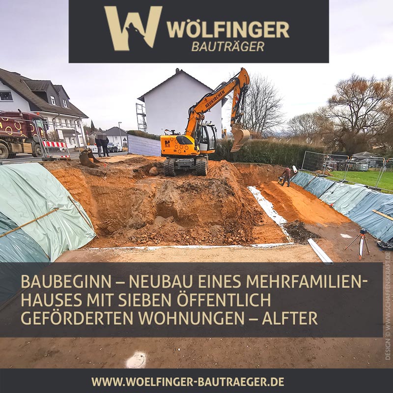 Baubeginn – Neubau eines Mehrfamilien­hauses mit sieben öffentlich geförderten Wohnungen – Alfter